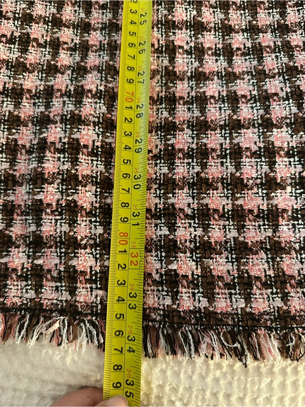 Kate Spade Tweed Houndstooth Shift Dress Fringe Back Zip Size 2 Office Cocktail